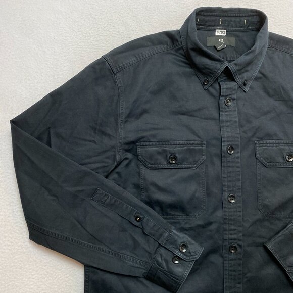 Banana Republic Shirt Jacket Mens M Black Chest Pocket Button Up - Picture 6 of 12
